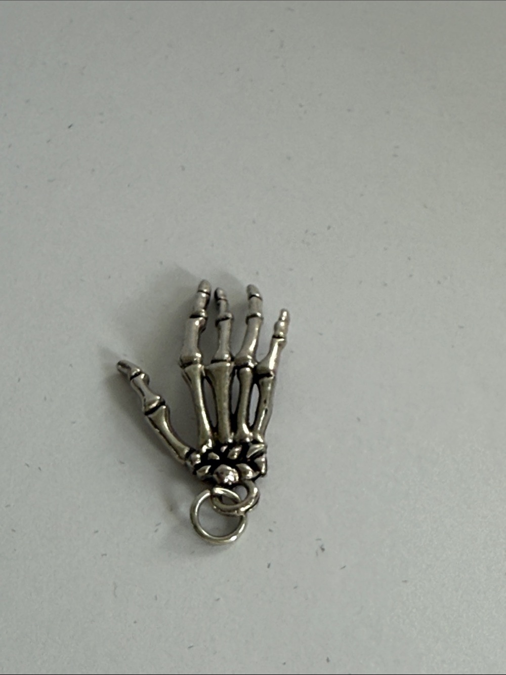 Skeleton Hand Charm Necklace Pendant in Silver. Perfect for Halloween